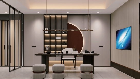 乔森极·轻时尚现代新中式展厅落地效果